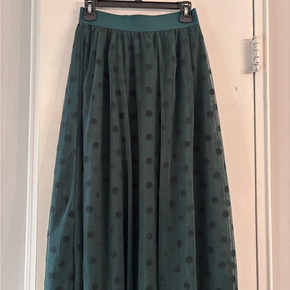 Boden Isabella tulle midi skirt green with black polka dots. New 6 a line - Picture 3 of 6
